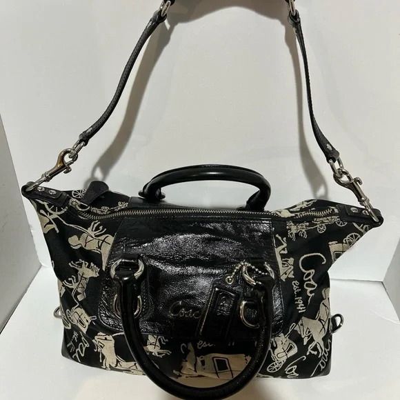 Coach Black and Tan Satchel - Picture 7 of 9